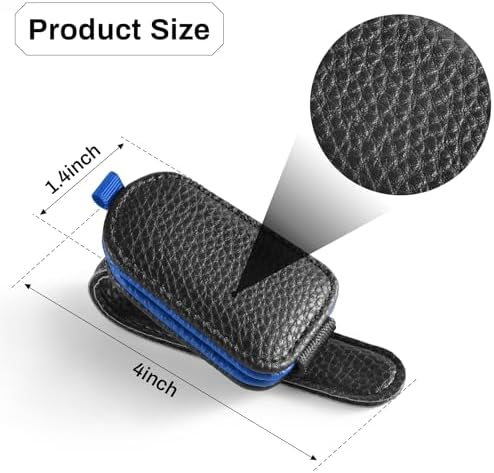 SINGARO Sunglasses Holder for Car, Leather Magnetic Buckle Sun Visor Sunglass Clip, Ticket Card Storage Glasses Clip, Car Interior Accessories for Men and Women（Black-Blue） - Image 5