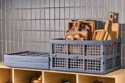 Aebeky 3-Pack Plastic Collapsible Storage Crates-30L,Foldable Plastic Crates for Storage (Gray) - Image 6