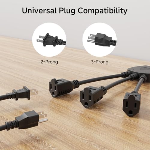 [ETL Listed] Cable Matters 2-Pack 16 AWG 3 Outlet Power Splitter, 1.5ft - Image 6