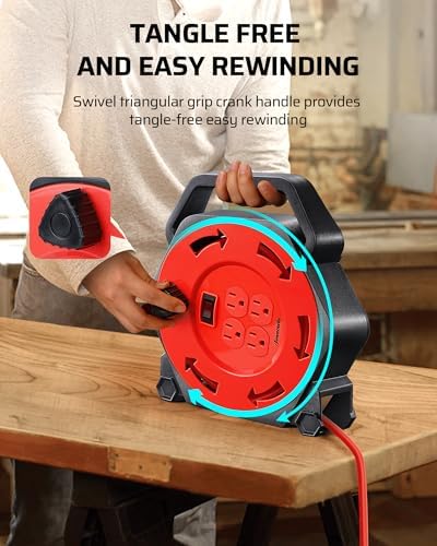 DEWENWILS 25FT Extension Cord Reel, Hand Wind Retractable Cord Reel - Image 5