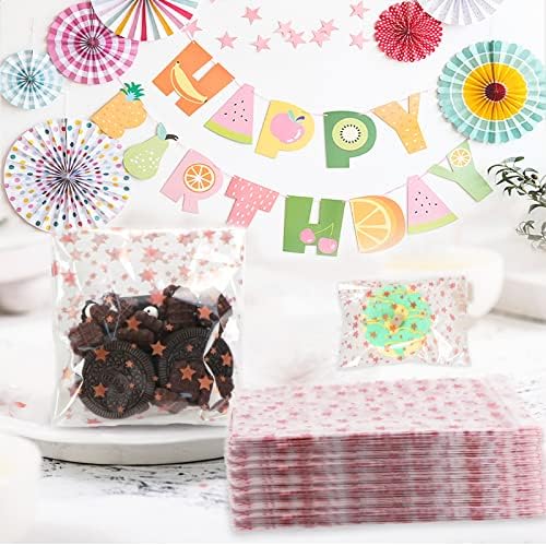 COQOFA 100 Pcs 4x 6 In Star Self-Sealing Cellophane Treat Bag, Clear Cookie Candy Bags Resealable Cellophane Gift Goodie Bag OPP Plastic Party Favor Bags for Bakery,Wedding,Birthday,Baby Shower ,Self Adhesive for Packaging (Rose Gold) - Image 4