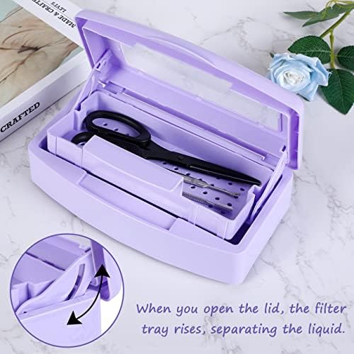 Nail Tool Sterilizer Box Disinfectant Jar Plastic Disinfectant Container Suitable for Nail Tools Hair Salons Beauty Centers and Manicure and Nail Equipment(Purple) - Image 4