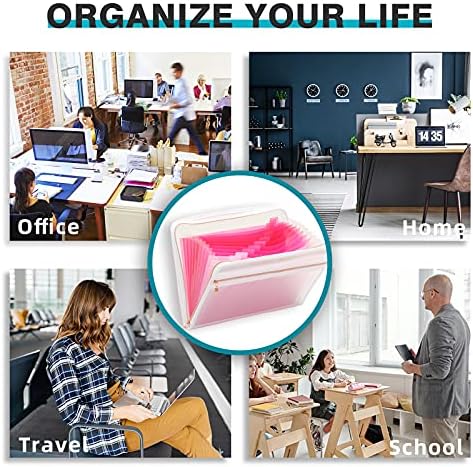 H4D Accordion File Organizer, 13 Pocket Expanding File Folder, Pink - Image 7