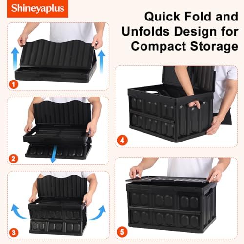 Collapsible Storage Bins,Collapsible Crates Basket (45L 1PK Black) - Image 3