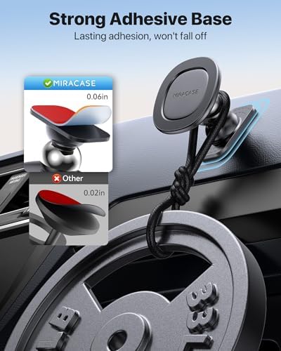 miracase for MagSafe Car Mount【Strong Magnets】 Magnetic Phone Holder for Dashboard，360 Adjustable Car Phone Holder, Compatible with Garmin GPS iPhone Android and All Smartphones, Black - Image 3