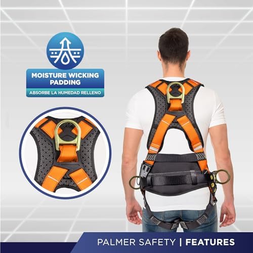 Palmer Safety Hammerhead 5pt Safety Harness Back Padded, QCB Chest, Tongue Buckel Legs Straps, Back & Side D-Rings - Image 4