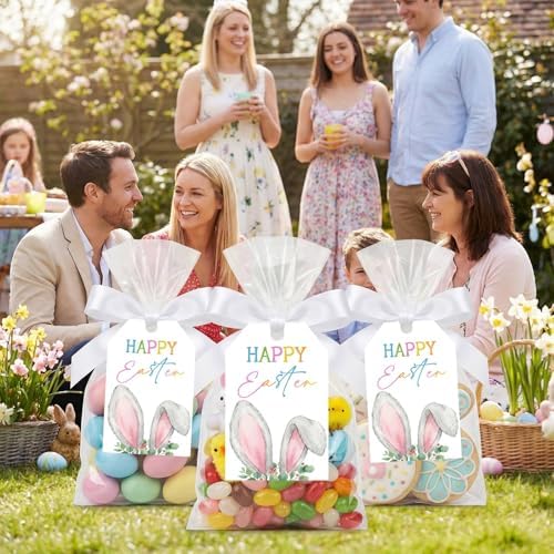 50 Pcs Happy Easter Hanging Gift Tags with String – Personalized Paper Tags for Spring Decorations, Gift Wrap, Candy Bags & Egg Decorating - Image 5