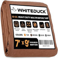WHITEDUCK Canvas Tarp 18 oz. Heavy Duty Water Repellent UV Resistant, Rustproof Grommets, Industrial & Commercial Use Cloth Tarp (Cut Size: 7'x9', Finished Size: 6'6" x8'6", Brown) by WHITEDUCK
