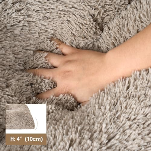 EHEYCIGA Fluffy Dog Crate Bed for Medium Dogs, Plush Crate Pad, Taupe - Image 5