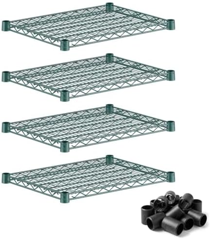 18"x24" Green Wire Shelves 4-Pack | 600lb Weight Capacity Heavy Duty Storage Rack Add-On by Zedfire