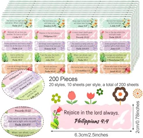 200 Pcs Scripture Stickers Bible Verse Inspirational Christian Gift Tags - Image 2