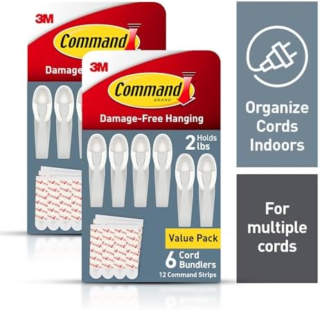 Command Plastic Cord Bundlers, Damage-Free Cable Organizer, No Tools Required, 12 Gray and 24 Adhesive Strips - Image 2