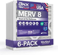 BNX TruFilter 10x10x1 Air Filter MERV 8 (6-Pack) - MADE IN USA – Dust & Pet Defense Electrostatic Pleated Air Conditioner HVAC AC Furnace Filters for Dust, Pet, Mold, Pollen MPR 600 – 700 & FPR 5 by BNX