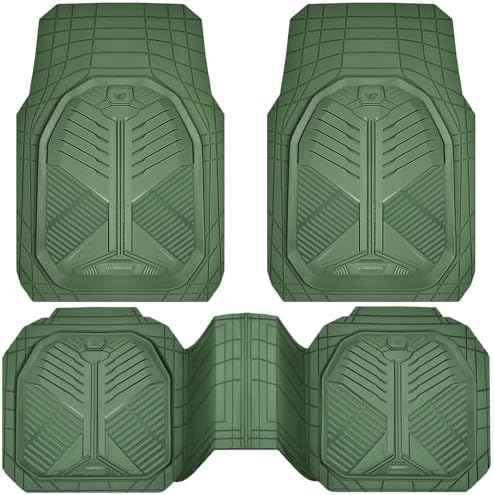 CAR PASS Heavy Duty Rubber Car Mats, Deepdish All Weather Floor Mats for Car Full Set, Universal Automotive Mats Trim to Fit for Sedans SUVs Trucks, Waterproof Anti-Slip Deep Tray 3 Pieces Olive Green by CARPASS