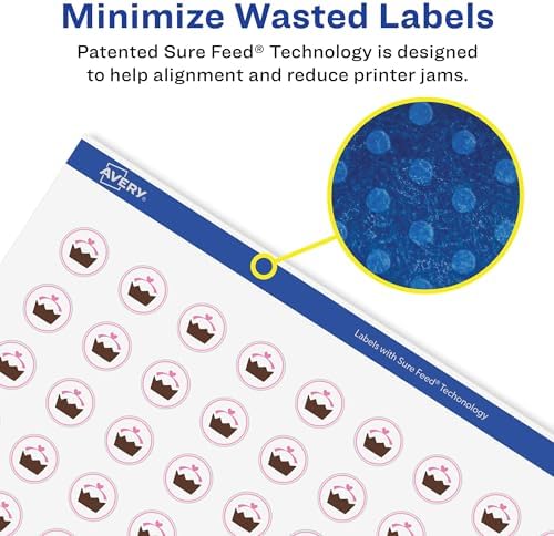 Avery® Printable Round Labels, Sure Feed® Technology, 3/4" Diameter, Matte White, 800 Customizable Labels (4221) - Image 4