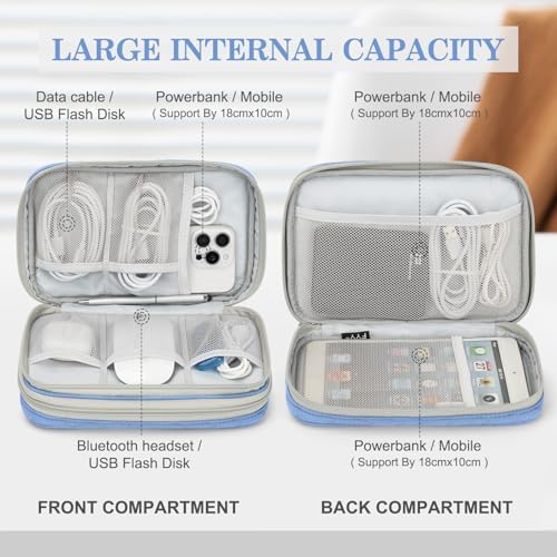 FYY Electronic Organizer, Travel Tech Pouch Bag, Large, Blue Quilted - Image 3