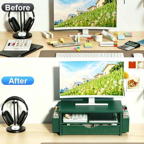 Spacrea Desk Organizers and Accessories, Printer Stand with Storage, Green - Image 3