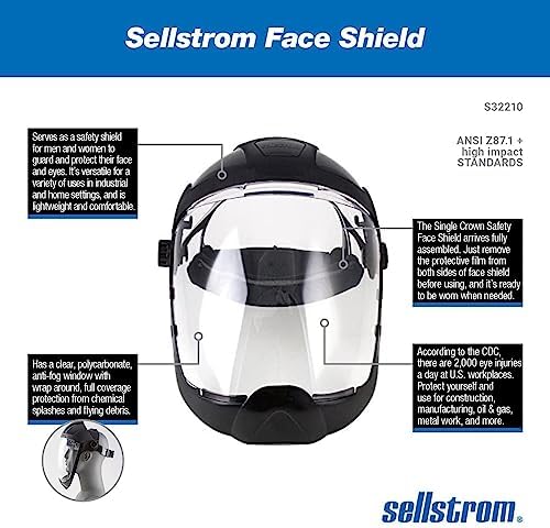 Sellstrom DP4 Face Shield - Lightweight Mask with High Impact Chin Guard, Crown & Ratchet Headgear for Work, Grinding, Cutting - ANSI Z87.1 - Anti Fog Polycarbonate Window - Image 7