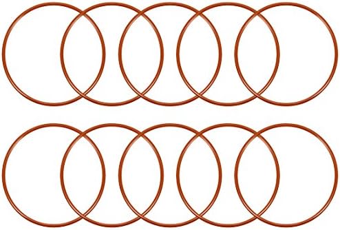 uxcell Silicone O-Ring, 55mm OD, 51mm ID, 2mm Width, VMQ Seal Rings Gasket, Red, Pack of 10 by uxcell
