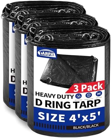 TARPAL Tarp 4x5 Feet (3pack) Tarps Heavy Duty Waterproof 14mil D-Ring Tarp by TARPAL