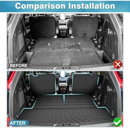 Mixsuper Cargo Liner Compatible with 2020-2026 Ford Explorer 6 Seats, All Weather TPE Trunk Mat with Backrest Mats, Rear Cargo Liner and 2nd Row Seat Back Protector for Explorer Accessories - Image 3