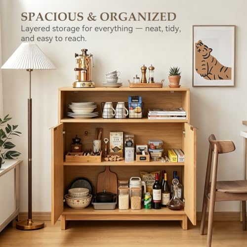 Buffet Cabinet with Storage, 31.5" Wide Kitchen Sideboard Cabinet - Image 3