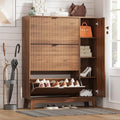 Shoe Cabinet Storage for Entryway with 3 Drawers & Side Cabinet, Walnut by HUANLEGO