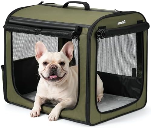 Dog Car Carrier Light Weight 24×17.7×20.5in, Foldable Dog Carrier, Green by pecute