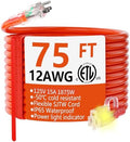 HUANCHAIN 75FT 12 Gauge Extension Cord Orange, Outdoor Electric Cable by huanchain