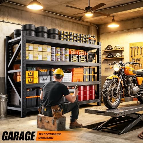 59"W Garage Shelving Heavy Duty Metal Storage Shelves , 3-Tier Garage Storage Shelves, Adjustable Industrial Shelving, Easy Assembly Garage Shelf Rack, Shelves for Garage Storage, Warehouse, Basement - Image 2