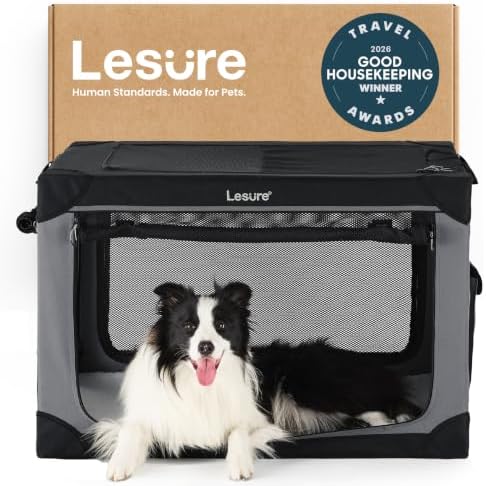 Lesure Today Show Soft Collapsible Dog Crates for Large Dogs, 36in Black by Lesure