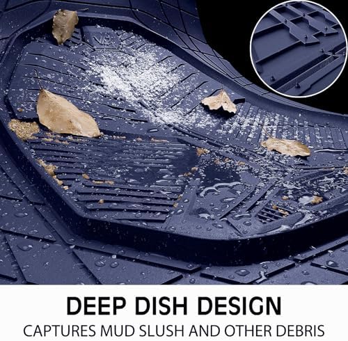CAR PASS Heavy Duty Rubber Car Mats with Cargo Liner, Deep-Dish Car Floor Mats and Trunk Mat All Weather, Universal Trim-to-Fit for SUVs Trucks Sedans, Waterproof Anti-Slip, Trimmable V12 Blue - Image 4