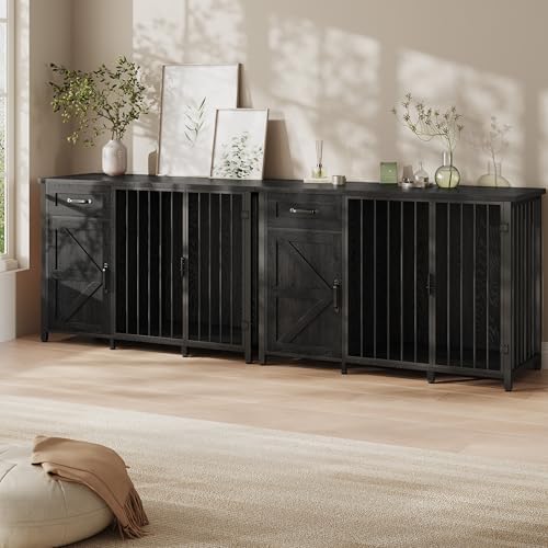 kepptory 30 Inch Dog Crate Furniture with Cabinet, Heavy Duty Farmhouse Dog Kennel with Charging Station, Wooden End Table TV Stand with 900 LBS Capacity and Adustable Feet - Image 5