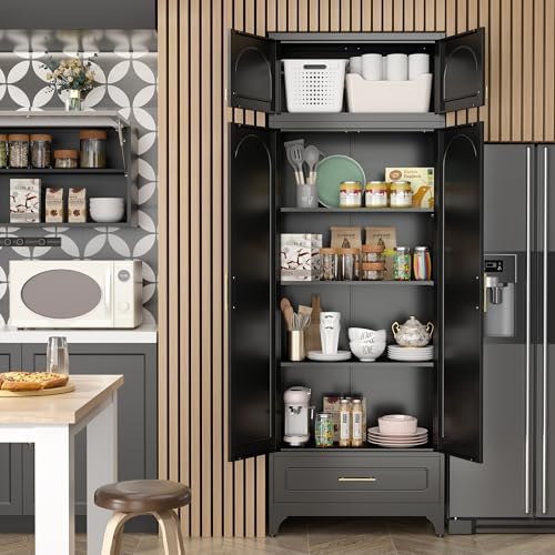 SteeLoong 90" H Kitchen Pantry Cabinet, Metal Storage Cabinet with Drawer - Image 3