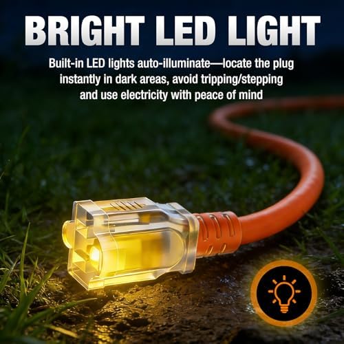 12/3 Gauge Outdoor Extension Cord 15 FT Heavy Duty Waterproof Orange（2pack） - Image 5