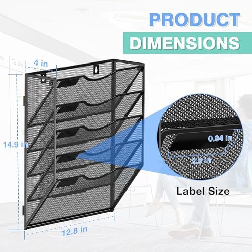Kuntine.B Wall File Organizer Office Hanging Magazine Holder Wall File Organizer for Office Home - Image 2