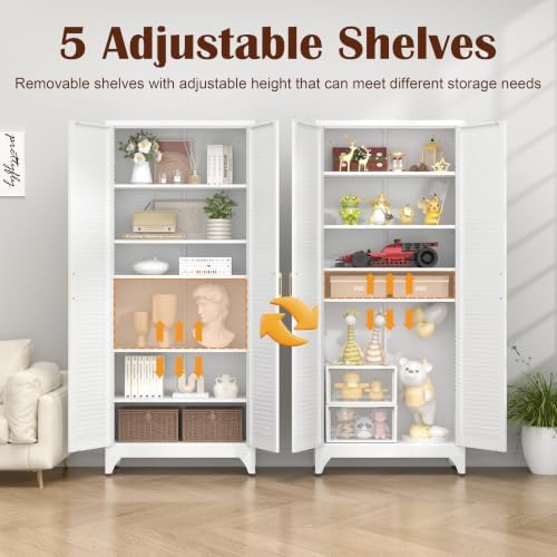 SteeLoong 75" Metal Storage Cabinet with Doors and 5 Adjustable Shelves - Image 5