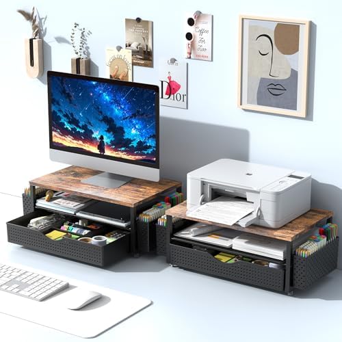 Spacrea Desk Organizers and Accessories, Printer Stand with Storage, Wood - Image 7