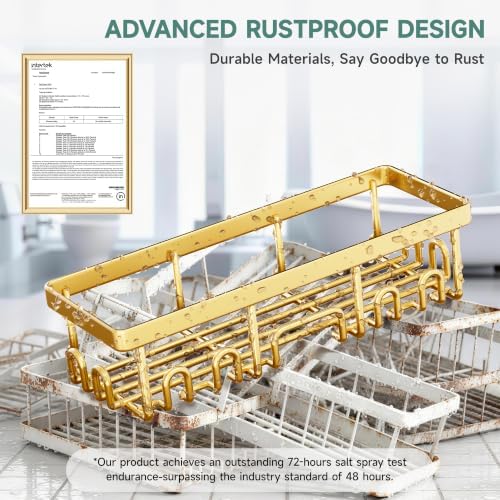 Veken Shower Caddy 6-Pack with Hooks, Bathroom Organizers & Storage, Gold - Image 4