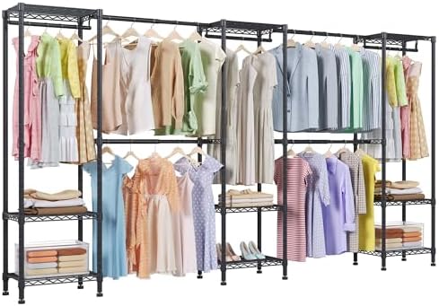 Higeego H11 Large Clothing Rack, Heavy Duty Closet Rack, Black by Higeego