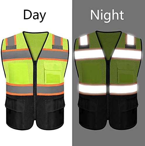 Safety Vest Customize Logo with 5 Pockets & Zipper Reflective High Visibility Vest Class 2 Outdoor Workwear - Image 4
