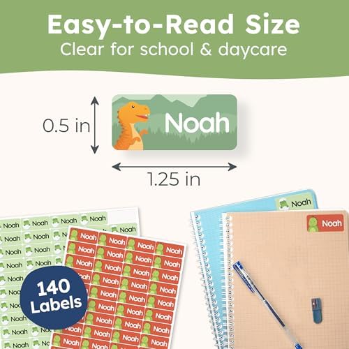Personalized Name Labels for Kids (140 Labels) - Durable & Waterproof Custom Name Stickers for Clothing Tags, School Supplies, Camp & Daycare - Jurassic (1.2”x0.5”) - Image 6