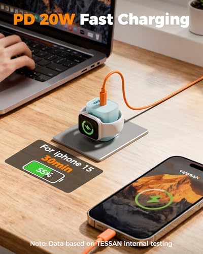 TESSAN Charging Blocks for Apple Watch Charger, USB C Charger Block 3-in-1 - Image 5