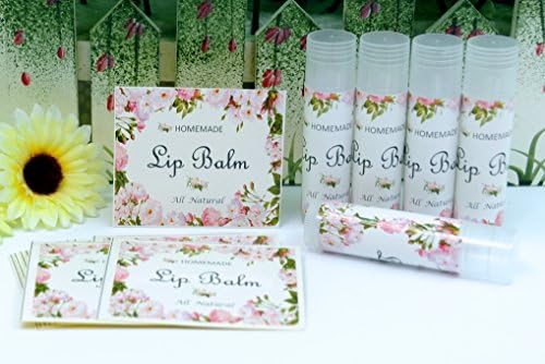 Homemade Skincare Products Adhesive Labels Stickers for Lip Balm Handcream Candle Container Tubes 20pcs (Lip Balm - Peony) by ZZYBIA