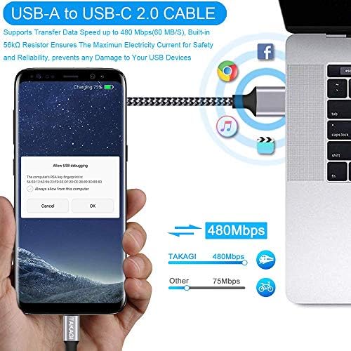 USB C Cable Fast Charging Nylon Braided 3Pack 6ft USB A to Type C Cord - Image 6