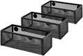 Amazon Basics Magnetic Storage Baskets, Mesh Organizers for Office Supplies and Workspace, 6" x 2.5" x 2.2", Black, 3-Pack by AmazonBasics