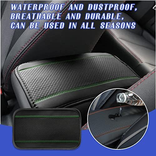 Ziciner Car Center Console Armrest Pad, 12.6X 7.2 Inch PU Leather Waterproof Auto Armrest Seat Box Cover Protector, Universal Car Interior Accessories (Black & Green) - Image 6