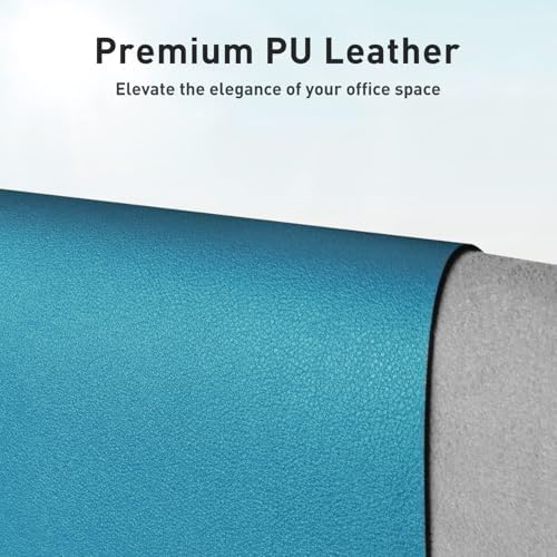 Aothia Leather Desk Pad Protector, Mouse Pad, Office Desk Mat, Non-Slip PU Leather Desk Blotter, Laptop Desk Pad, Waterproof Desk Writing Pad for Office and Home (Turquoise,36" x 17") - Image 2