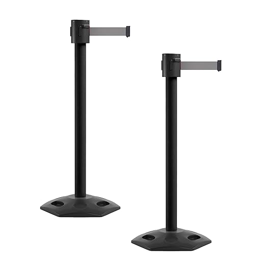 Montour Line MSR760 Set of 2 Retractable Belt Barrier Stanchion, Rubber Base by Montour+Line