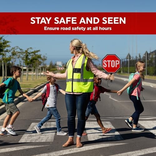 SmartSign 12" LED Stop Paddle, Rechargeable Battery & Charger, 2-Sided Reflective Hand Held Aluminum Sign with Strap, Steady/Flashing Light Modes, Foam-Padded Grip, 1-Pack - Image 3